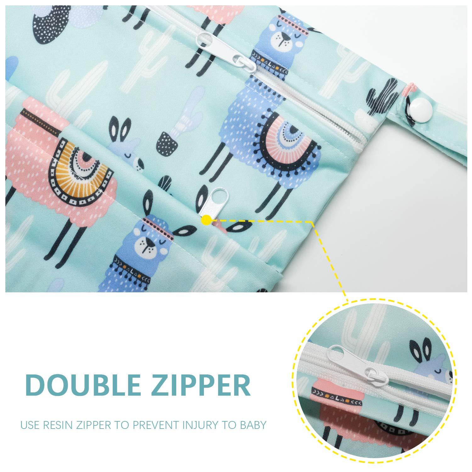 2PCSDIAper Wet / Dry Tag Túi chống thấm nước tái sử dụng có thể tái sử dụng với hai túi có khóa kéo