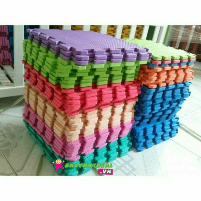 Bộ 10 tấm thảm không hoa văn kt 30cm x 30cm x 1cm 9 màu khác nhau