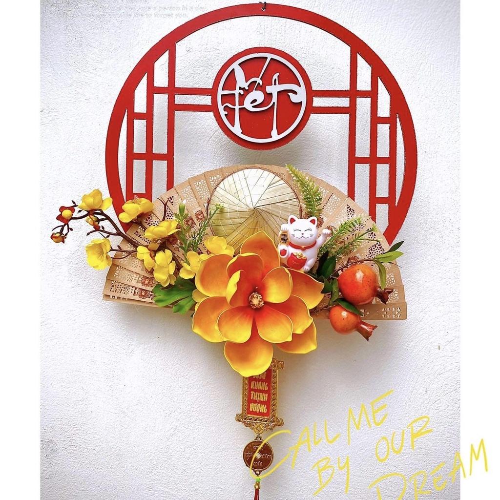 Vòng hoa treo cửa, Mẹt hoa trang trí Tết, Vòng phong thủy hút tài lộc