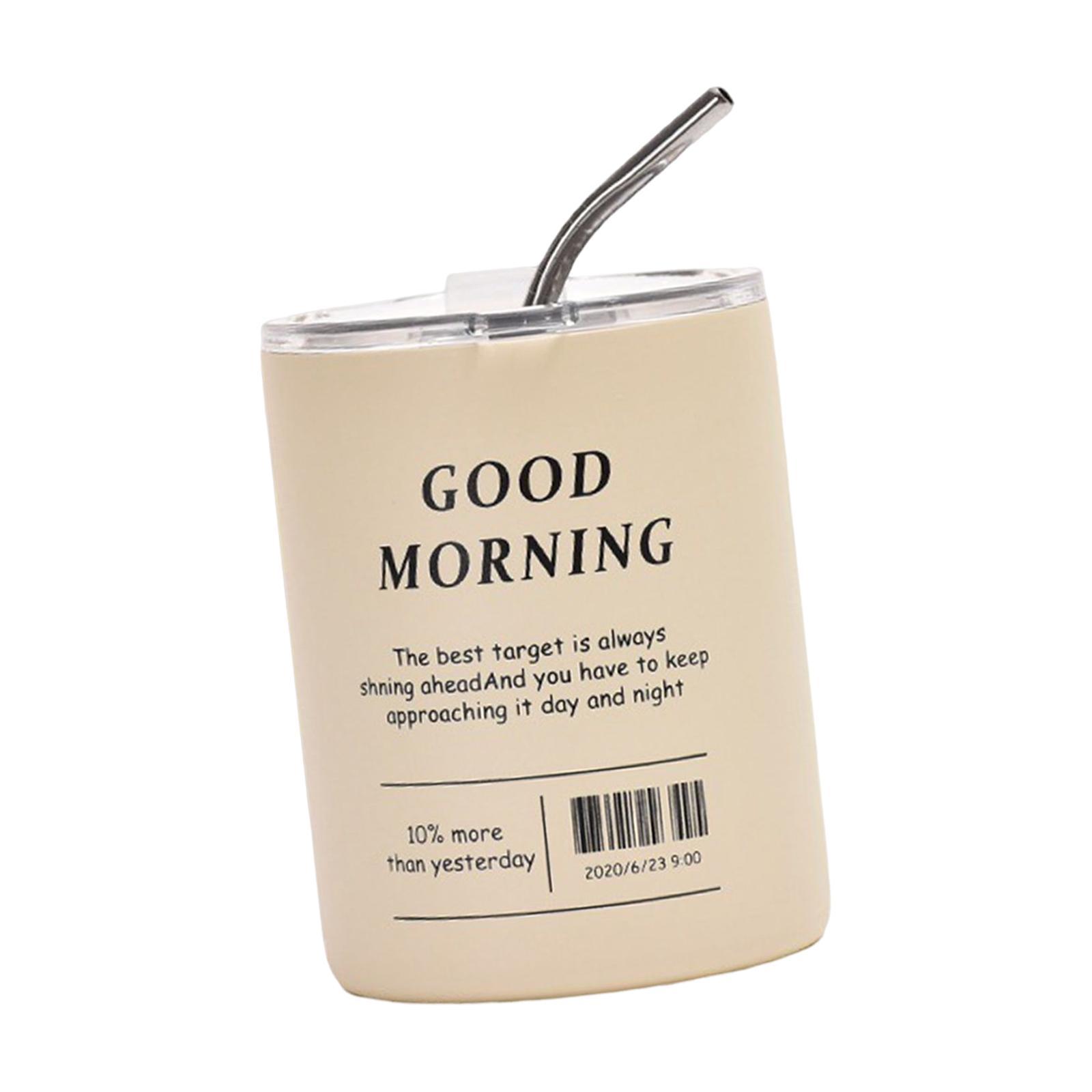 Portable Insulated Coffee Mug with Straw for Hot and Cold Drinks 350ml