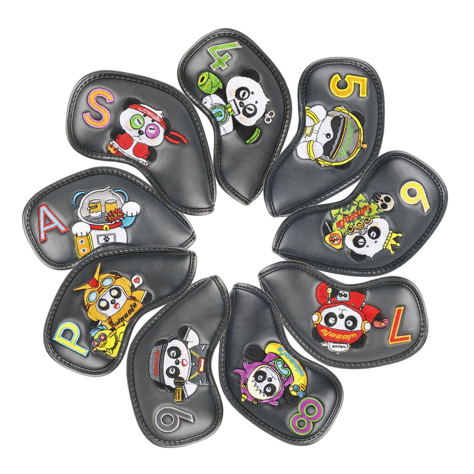 9x Golf Iron Headcovers Club Head Cover Protection Guard Men Gift PU Waterproof Embroidery Number Outdoor Sports Protective Headcover Sleeve