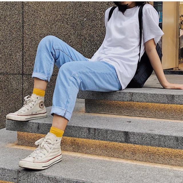 Quần Baggy BoyFriend - Quần Jeans Lưng Cao Trên Rốn Không Giãn [HOT TREND