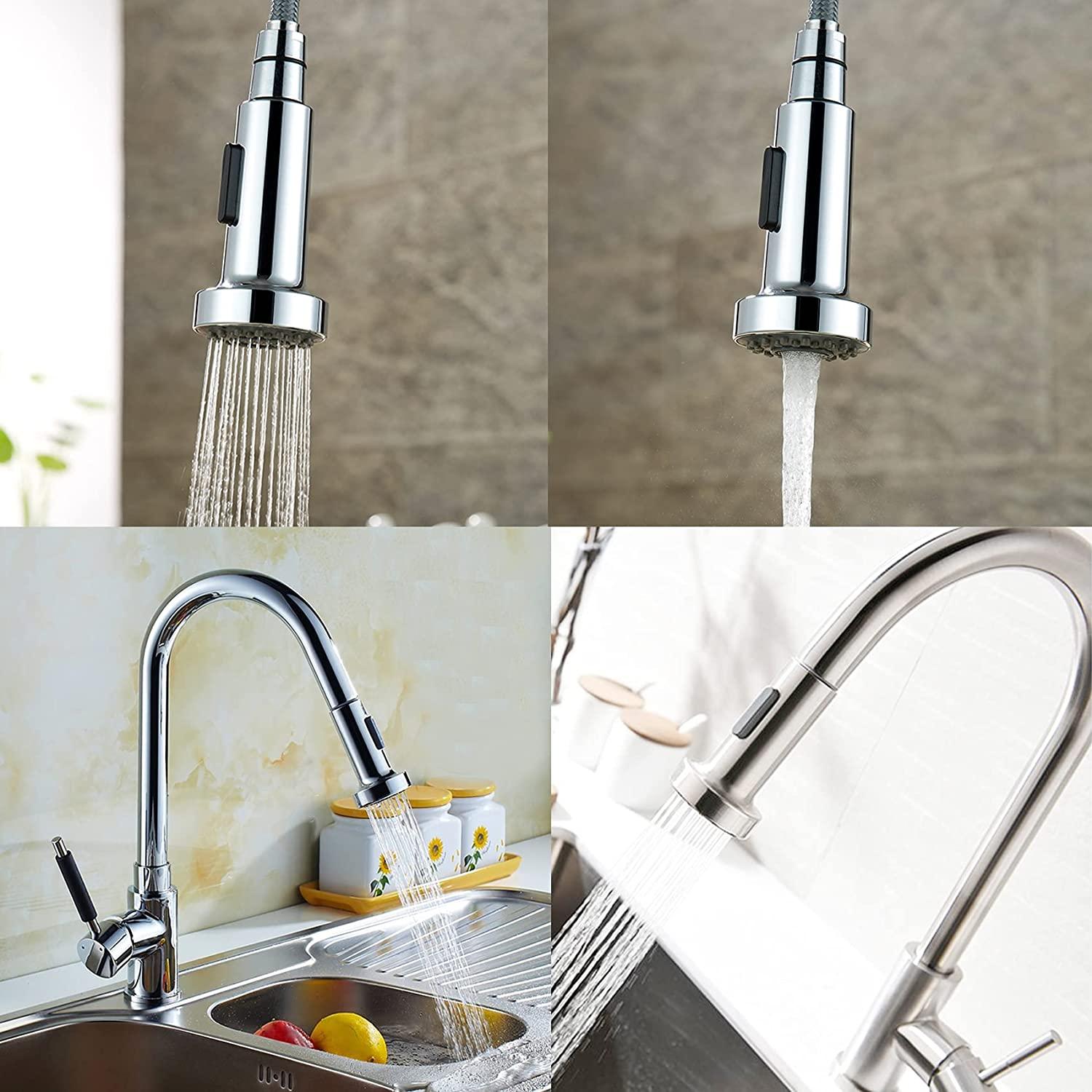 Vòi hoa sen vòi hoa sen 2 chế độ đầu vòi hoa sen nhà bếp thay thế có thể thu vào nhà bếp trộn vòi hoa sen với chrome mạ, G1/2 "
