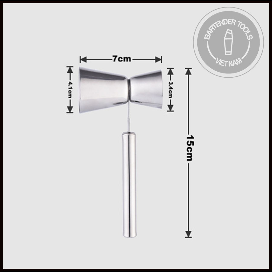 Jigger inox có cán cầm 15/30ml