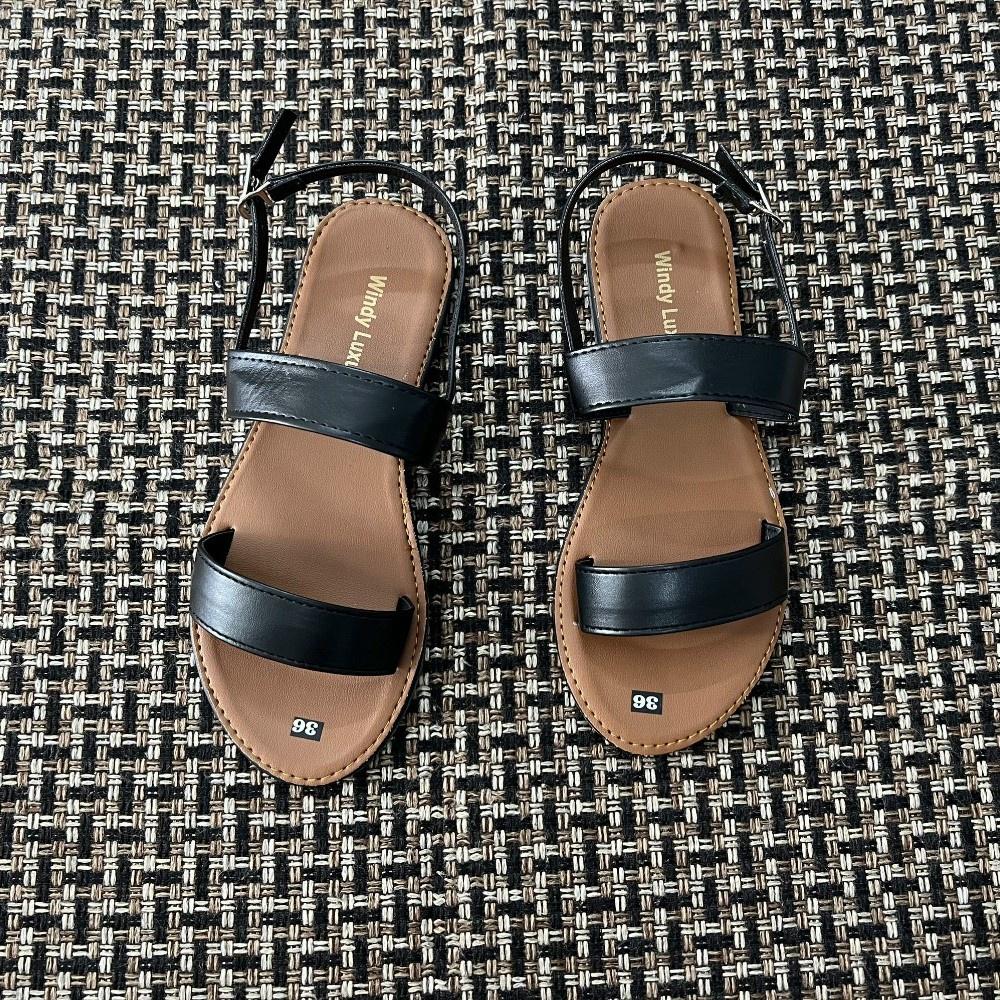 Dép nữ, sandal nữ 2 quai ngang đế nâu mẫu mới