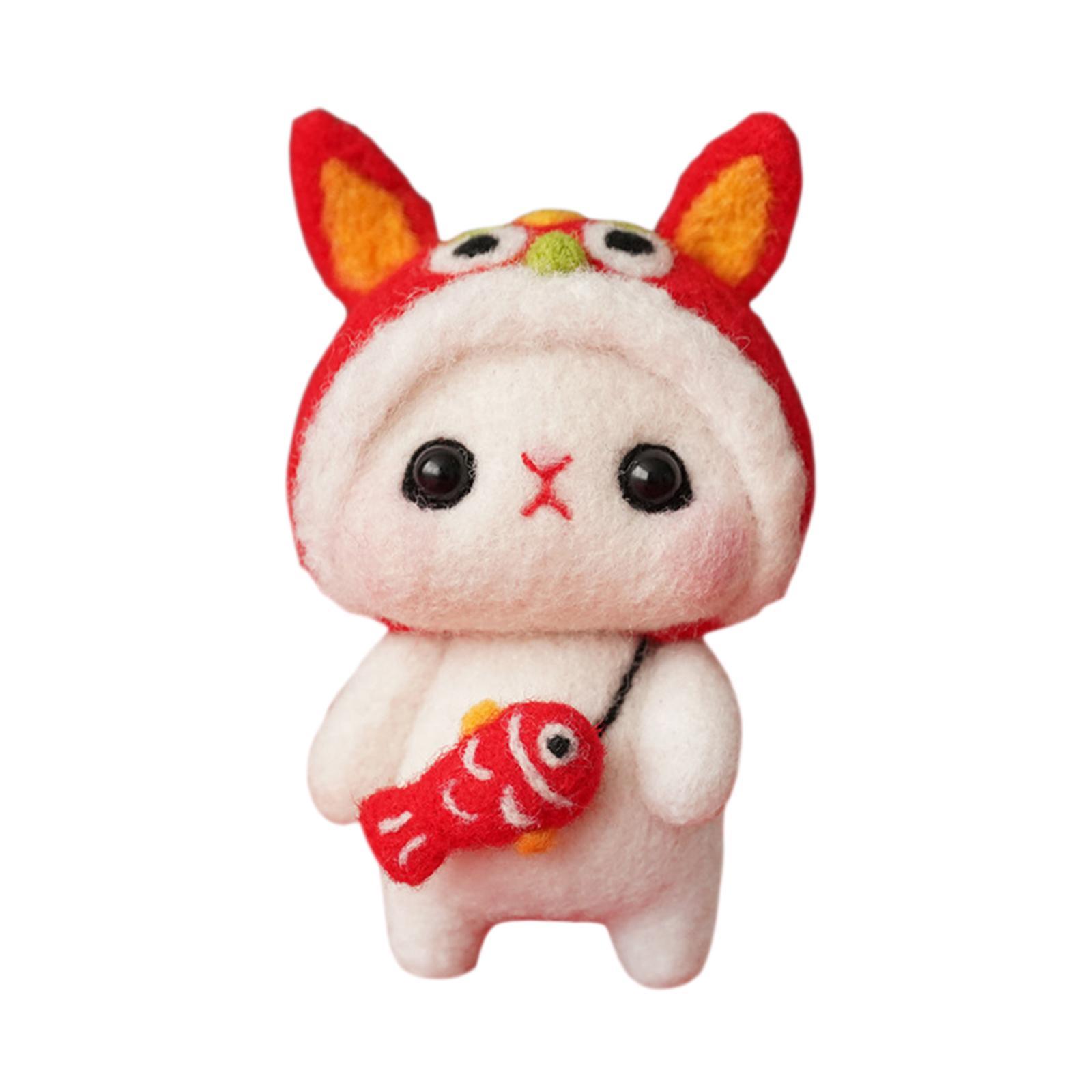 Bunny Felting Kit with Tools Animal Doll Keychain Gift for Holiday