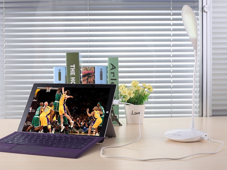 Đèn led để bàn đọc sách cắm USB thân đèn uốn cong