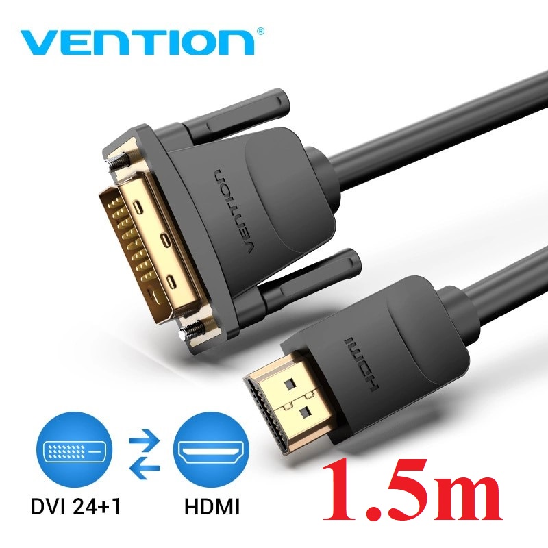 [ HDMI - DVI24+1 ] Cáp chuyển đổi 2 chiều HDMI male ra DVI 24+1 Male Vention ABFBG -  Hàng chính hãng