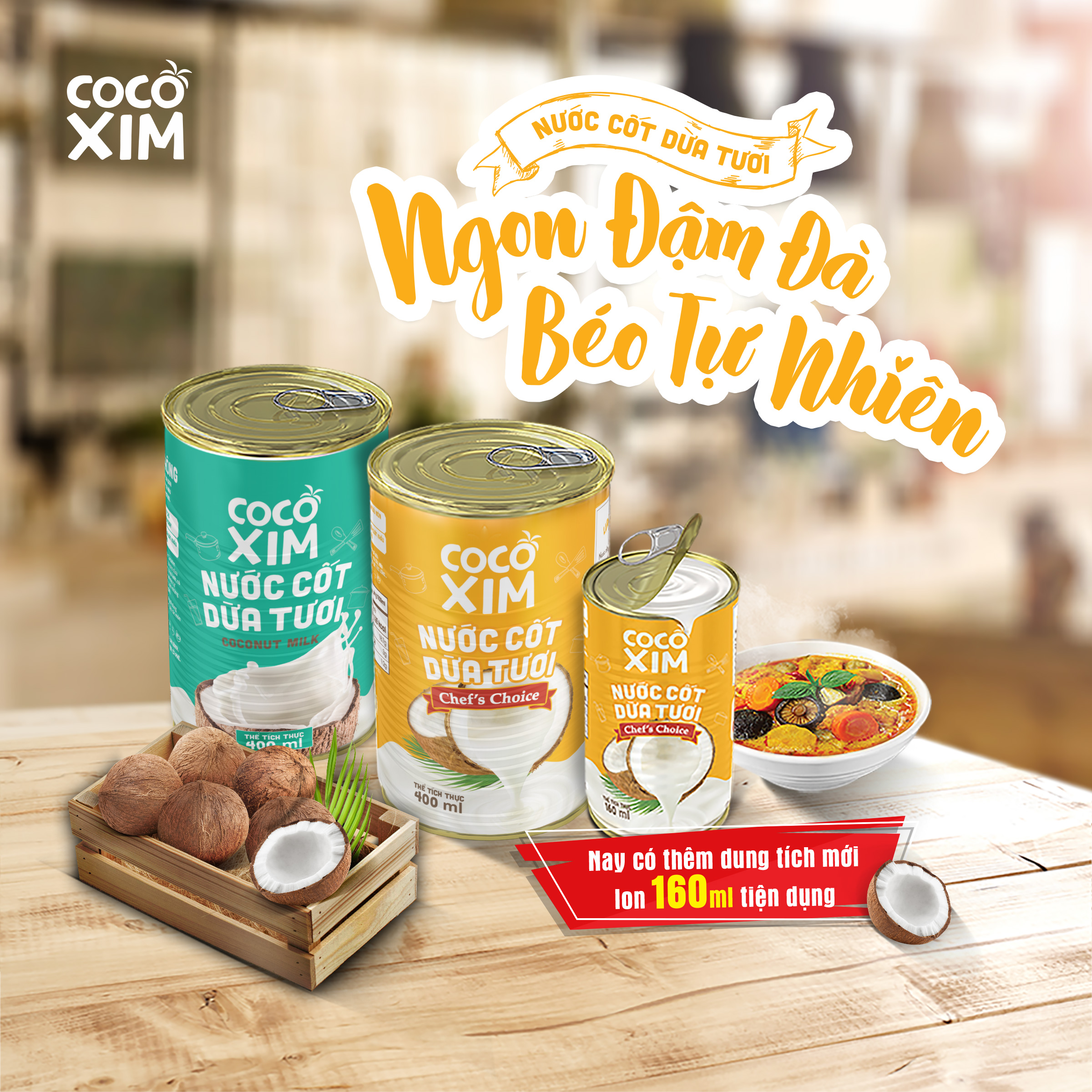 Combo 6 Lon Nước cốt dừa Chef's choice Cocoxim dung tích 400ml/Hộp