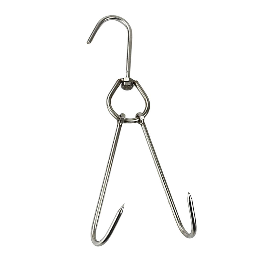 3-Prong Meat Hook Swivel Stainless Sausage Meat Hook Kitchen 0.35x25cm 2pcs