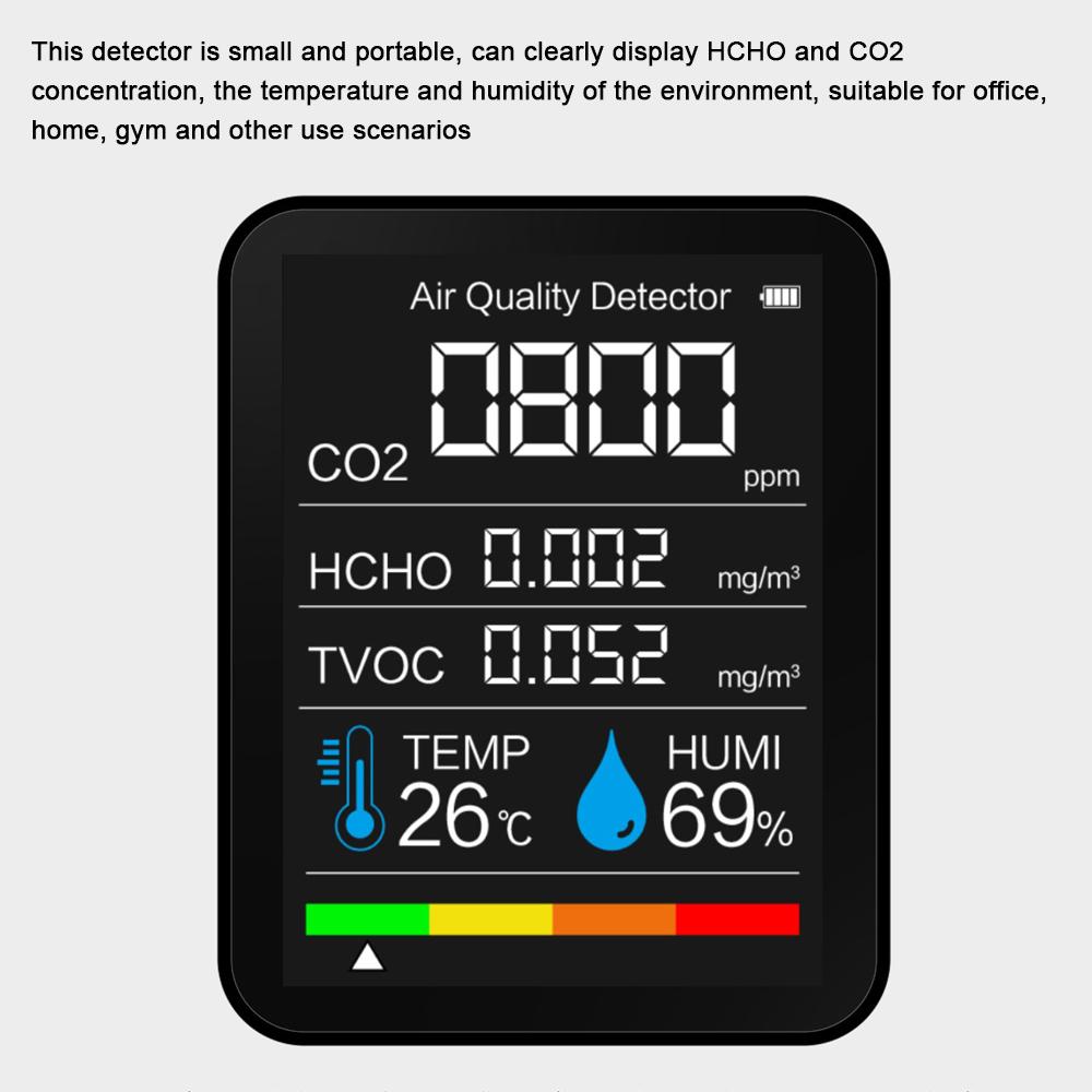 Portable CO2 Detector Air Quality Detector Intelligent Air Detector Temperature And Humidity Sensors Tester Carbon