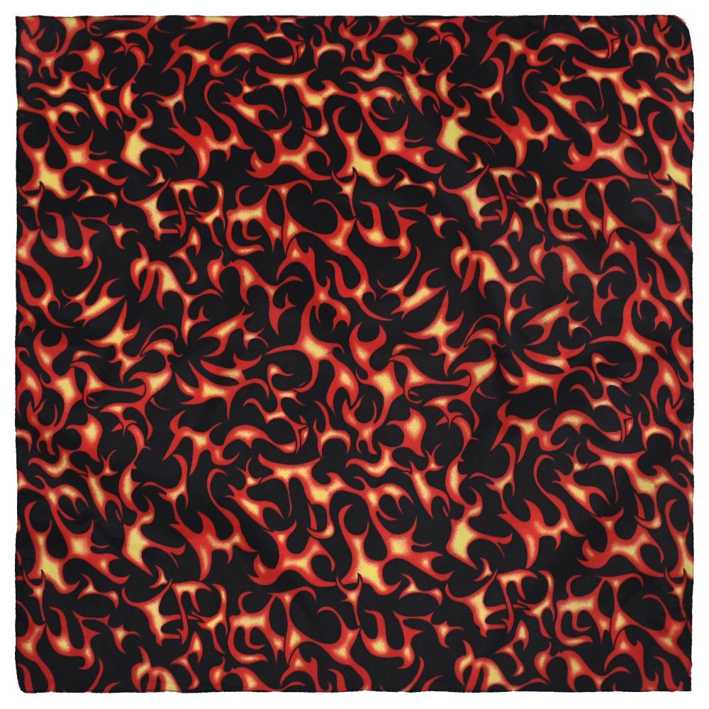 Bộ sưu tập khăn vuông bandana khăn hip hop ngọn lửa các loại (54x54cm) - BDN31 Lửa vàng đen