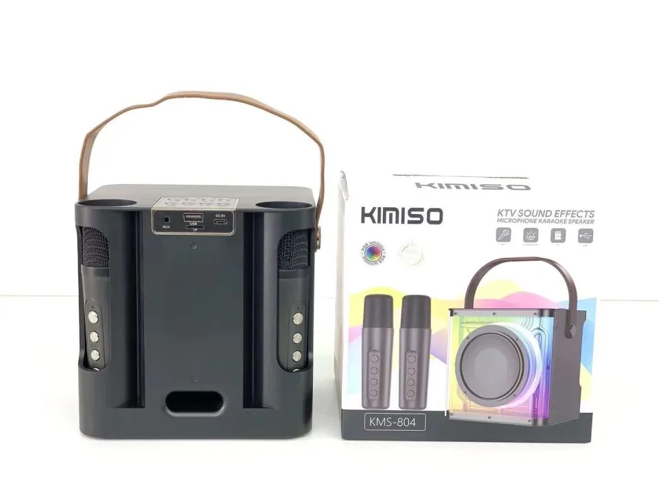 Loa Bluetooth karaoke KIMISO KMS-804 kèm 2 micro không dây xách tay công suất lớn, âm thanh sống động- Hàng chính hãng
