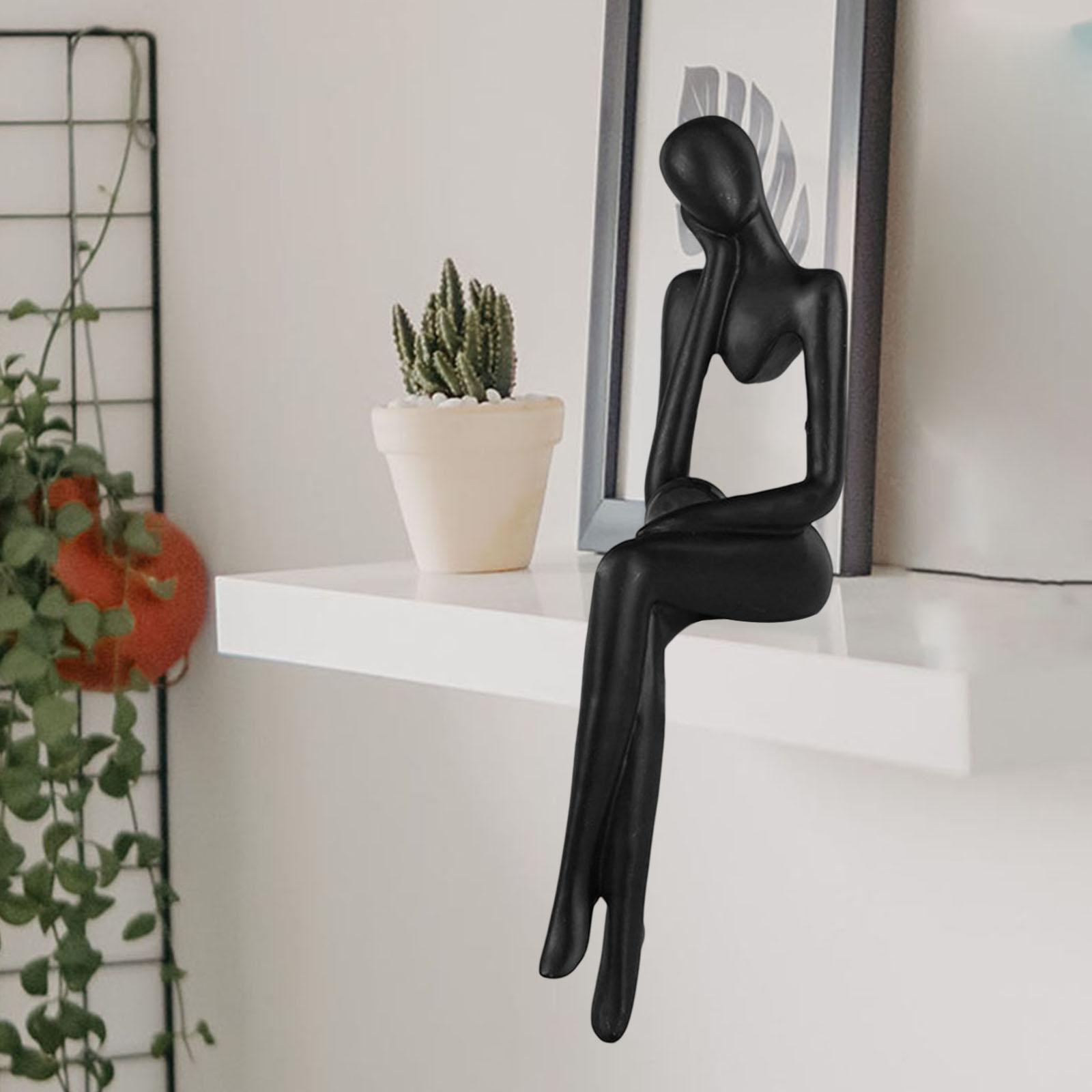 Thinker Statue Abstract Figurine Art for Living Room Bookcase Ornament