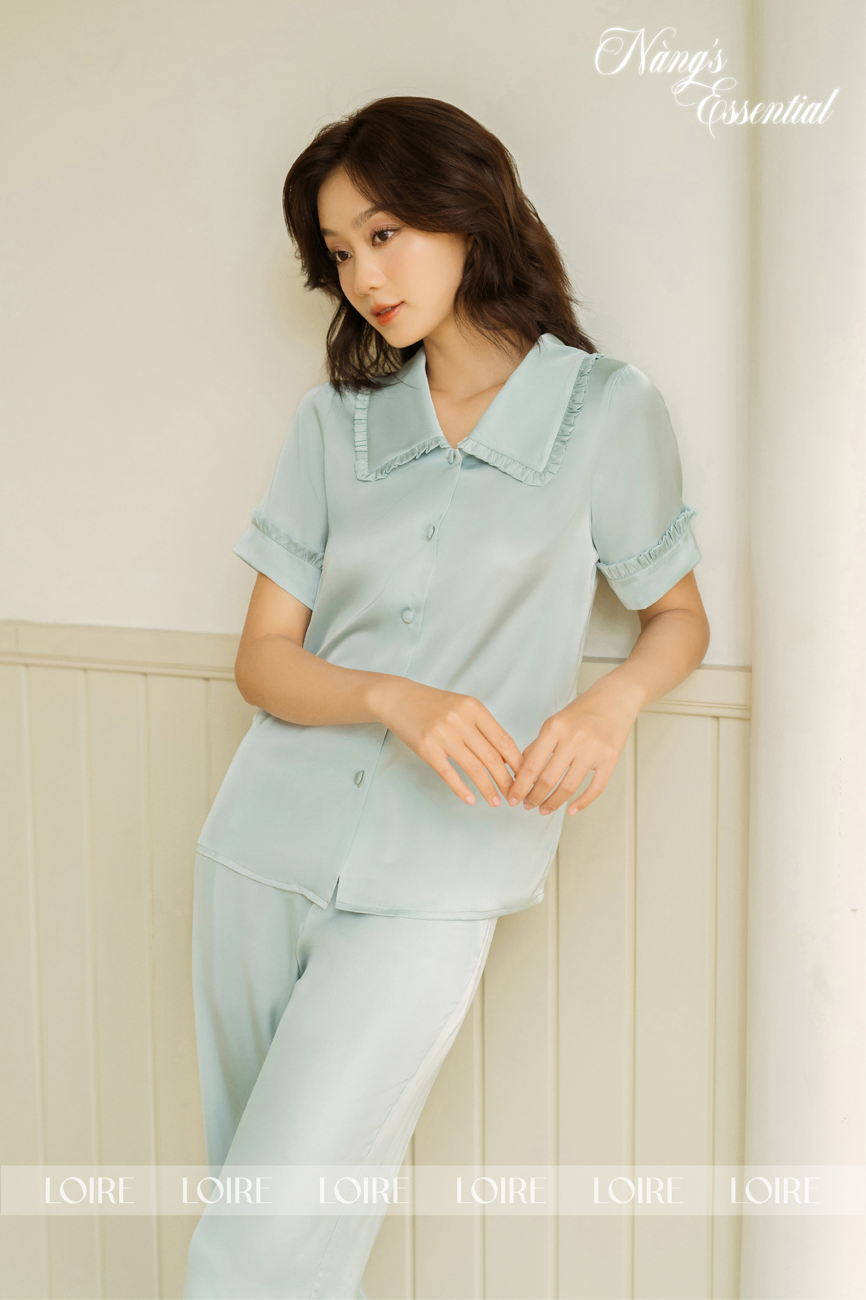 Bộ Pijama Dài Viền Bèo Thanh Lịch PCD01