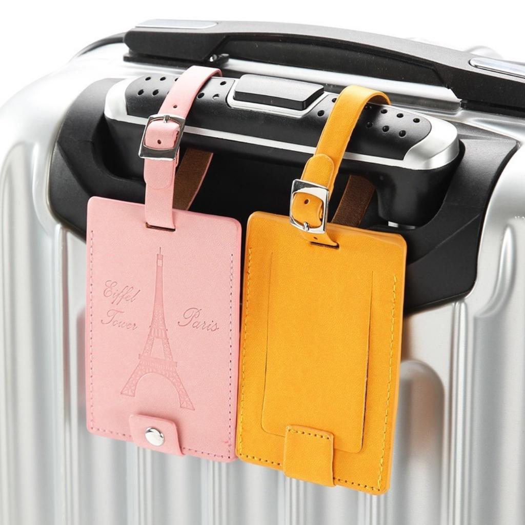 Thẻ name tag hành lý du lịch gắn vali balo chất liệu da PU cao cấp, thiết kế thời trang, chống nước TAG04