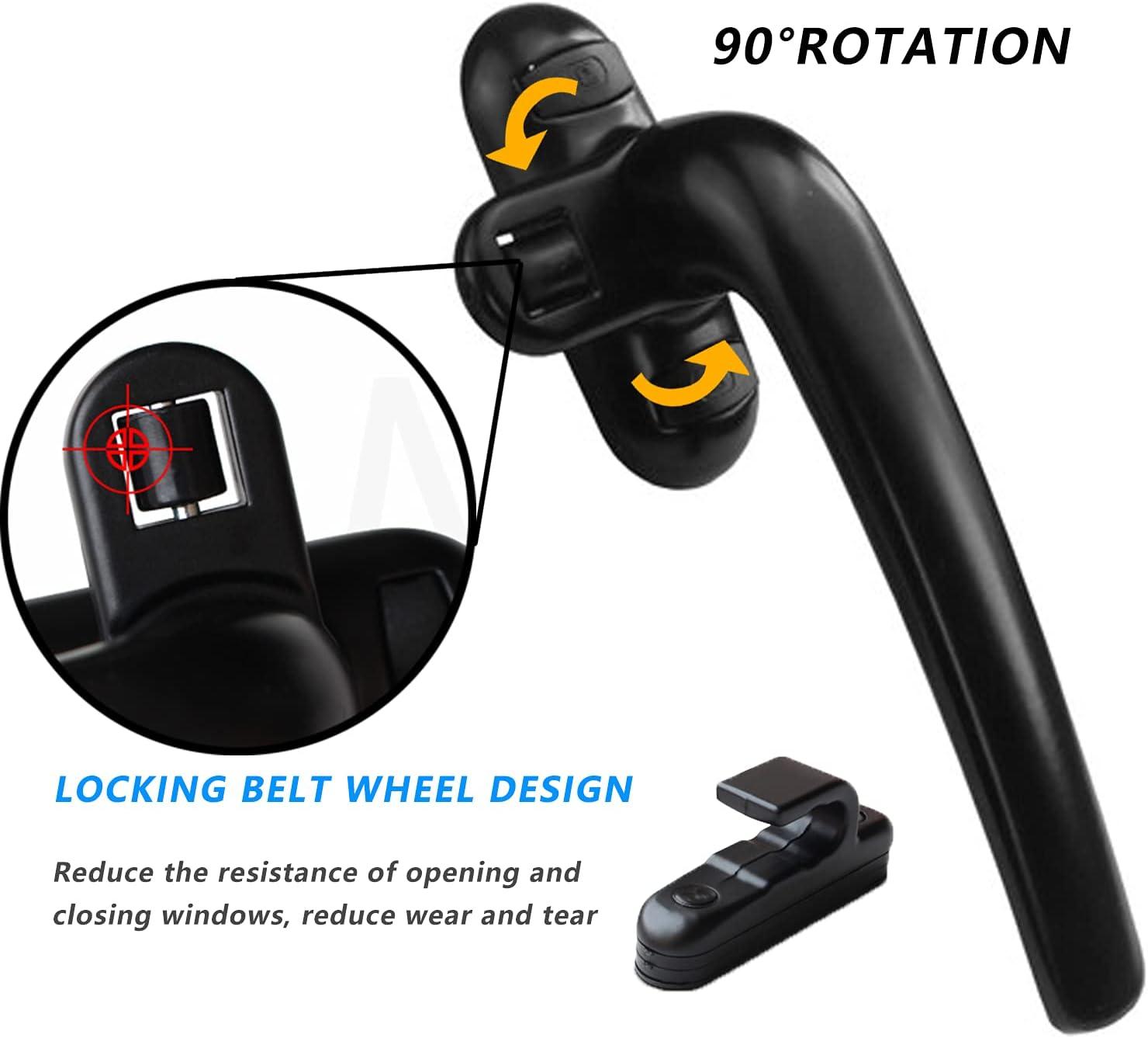 2 chiếc Tay nắm cửa sổ bằng hợp kim nhôm, Tay nắm cửa sổ, Thanh kim loại, Vỏ kim loại, Tay cầm bằng nhôm nguyên khối, Tranh gương, Màu đen