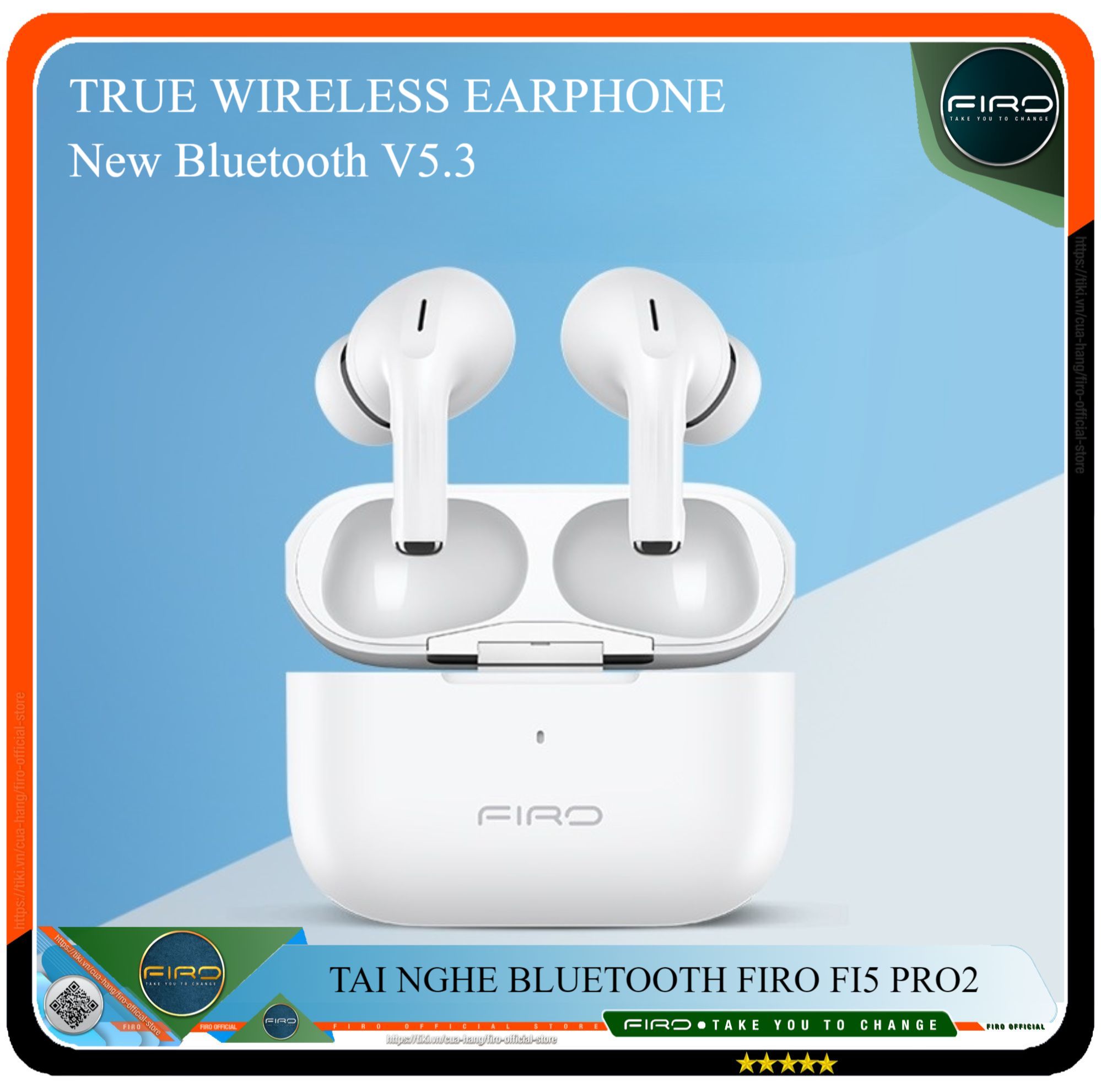 Tai Nghe Bluetooth FIRO FI5 Pro2 - Tai Nghe Không Dây FIRO Công Nghệ Bluetooth V5.3 - Kháng Nước IPX5 - Điều Khiển Cảm Ứng Thông Minh - Âm Bass Cực Hay - Tai Nghe FIRO FI5 Pro2 Tương Thích Với Tất Cả Dòng Máy - Hàng Chính Hãng