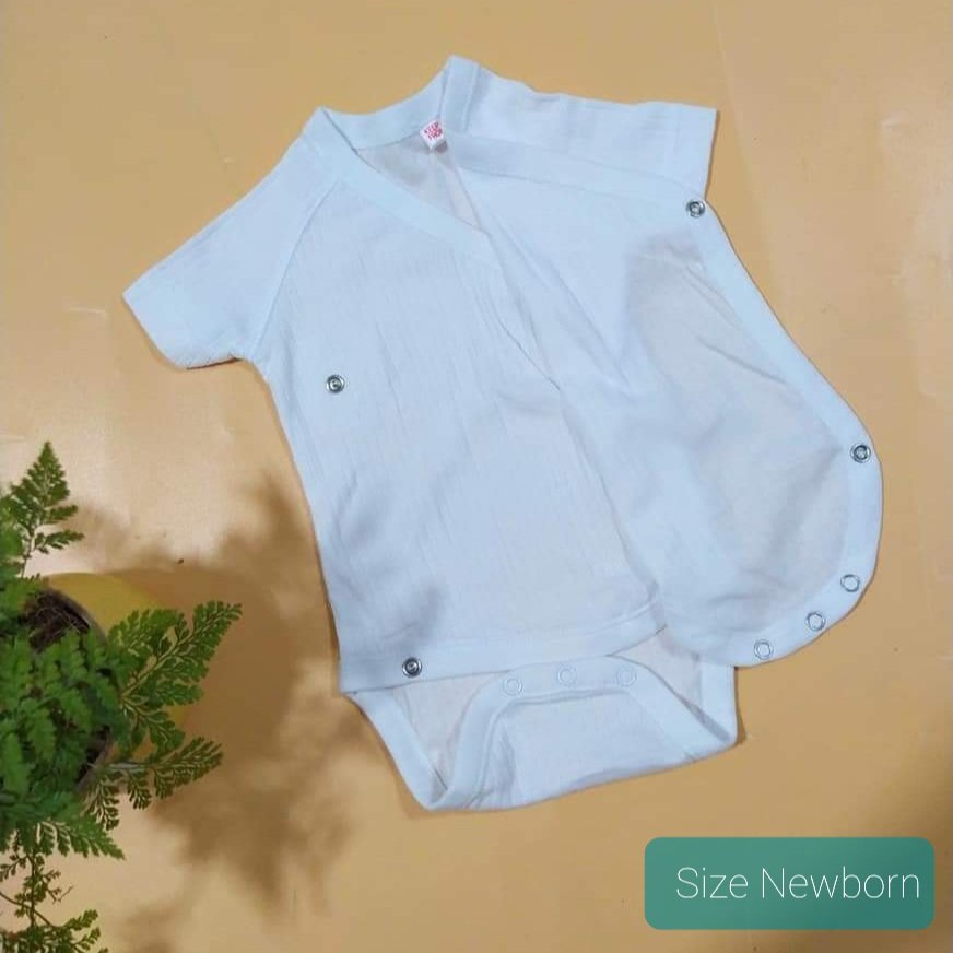 Body sơ sinh cộc tay màu trắng xuất dư mềm mát cho bé
