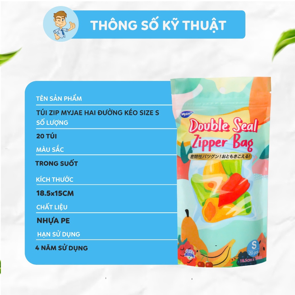 Combo 4 Túi Zip Đựng Thực Phẩm MyJae size S (20 cái)