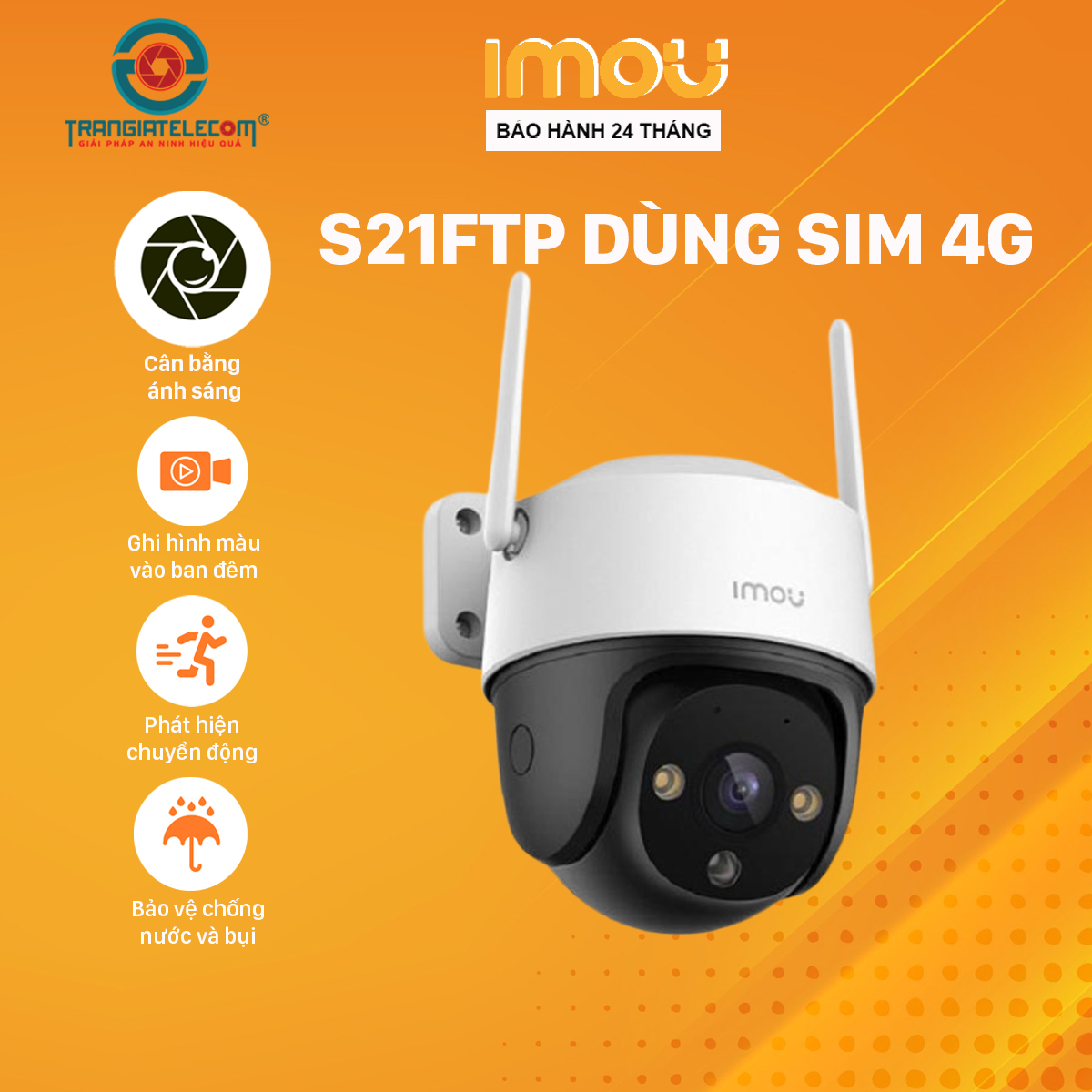 Camera IMOU S21FTP Dùng Sim 4G Ngoài Trời Đàm Thoại 2 Chiều - Hàng chính hãng