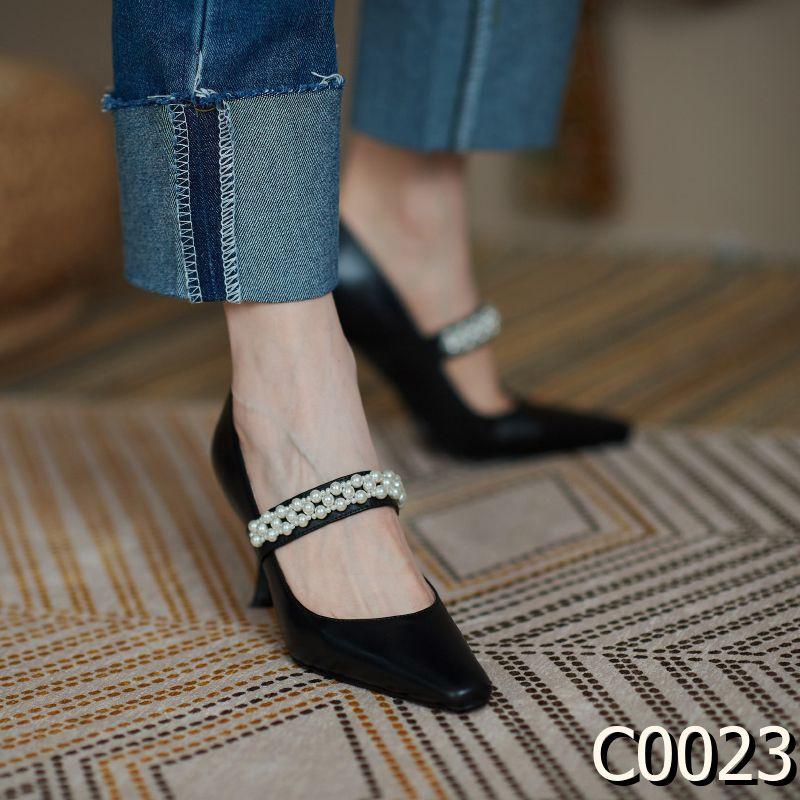 SẴN KEM 37| Mary Jane giày cao gót nữ 2021 mới giày gót nhọn dây ngọc sang tiêu thư phong cách