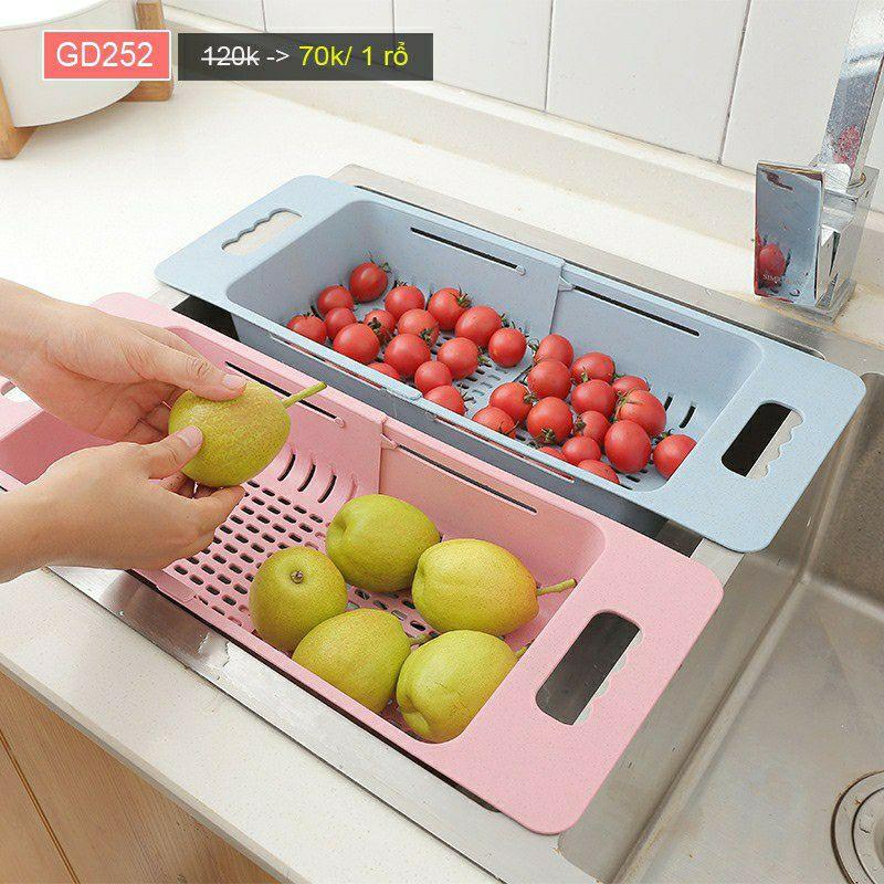 Rổ rửa rau củ đa năng co giãn gác bồn rửa bát