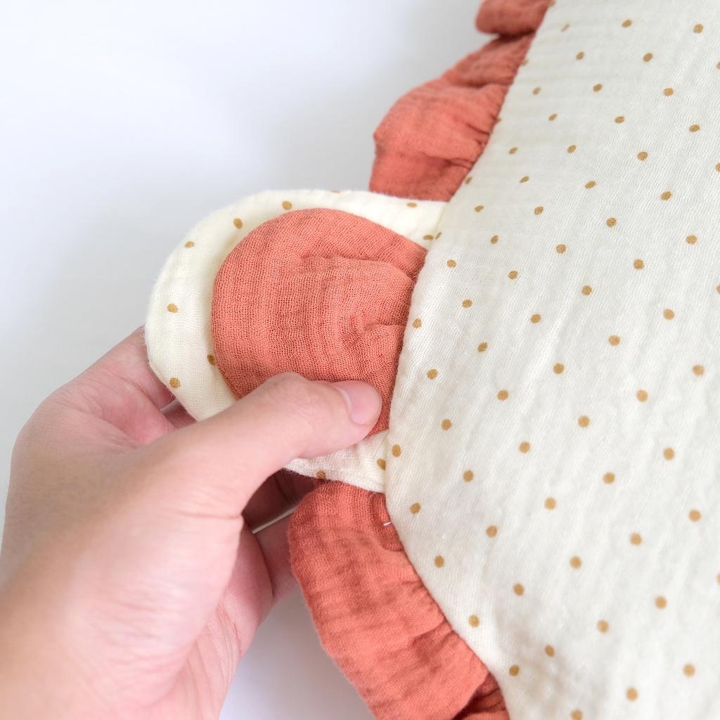 Gối nằm trẻ em Runa Kids chất liệu Muslin êm ái cao cấp thoáng khí an toàn cho bé có thể tháo rời vỏ, thêm bớt gòn