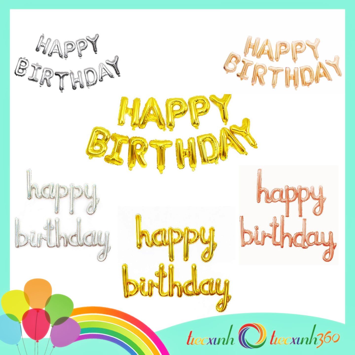 Bong bóng chữ Happy Birthday trang trí sinh nhật