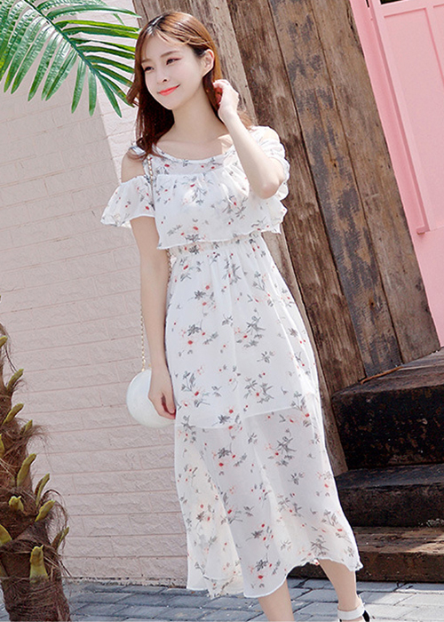 Hình ảnh Đầm xòe voan hoa nhí sáng màu, maxi dáng bèo xinh xắn, dễ mặc | MX016