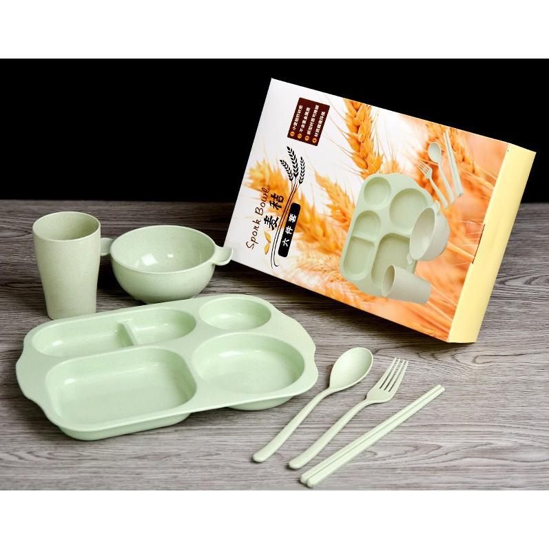 Khay Cơm Khay Ăn Dặm Lúa Mạch 6 Chi Tiết Cho Bé Tiện Dụng