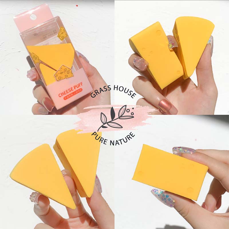 Bông Mút Hình tam giác Miếng Phô mai siêu cute Wet Powder Puff hiệu Malian đa năng dành cho phấn phủ và kem lót phấn nền foundation (2pcs/ túi)