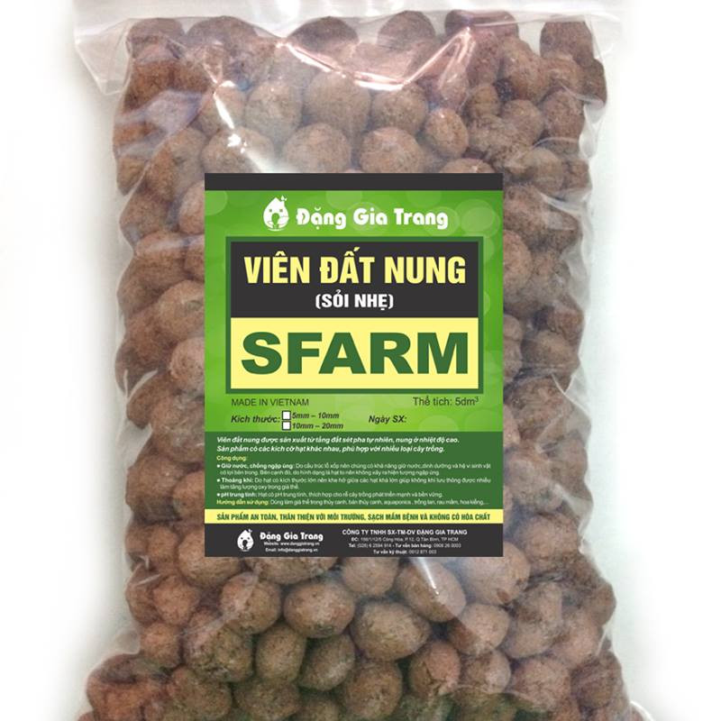 Viên đất nung (sỏi nhẹ) trồng lan, sứ, sen đá, thủy canh Sfarm (5dm3)