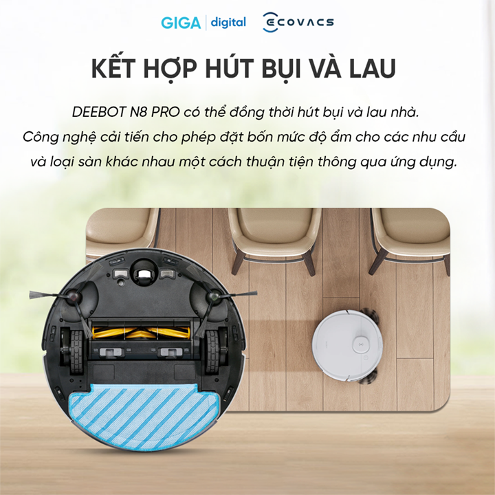 Robot hút bụi lau nhà ECOVACS Deebot OZMO N8 Pro - Bản quốc tế - Hàng Chính Hãng