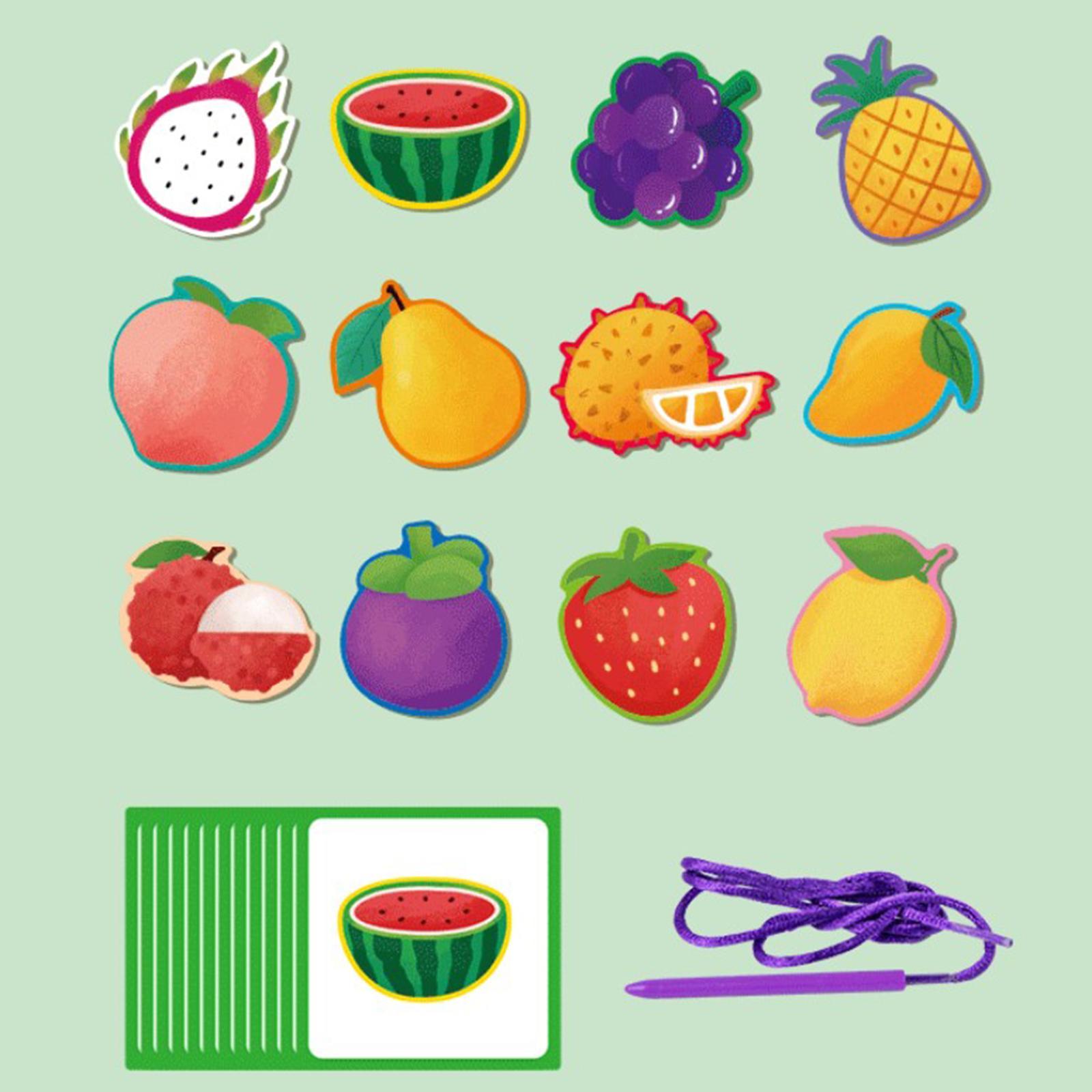 Wooden Threading Beads Toy Sorting Blocks Matching Game for Nursery Travel