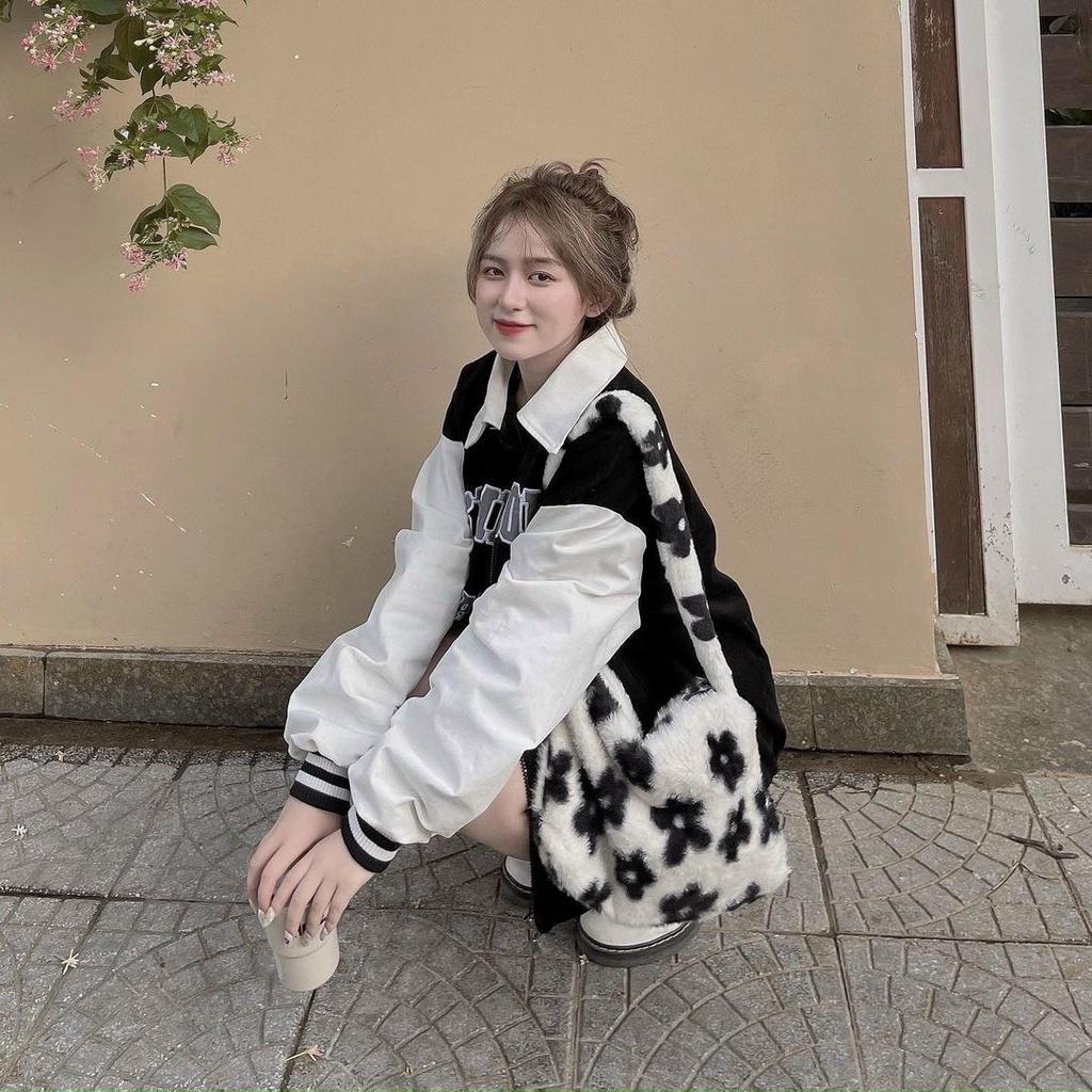 Áo Khoác Polo Nữ SYMBOLIC kéo Khóa Phối Tay Form Rộng Ulzzang