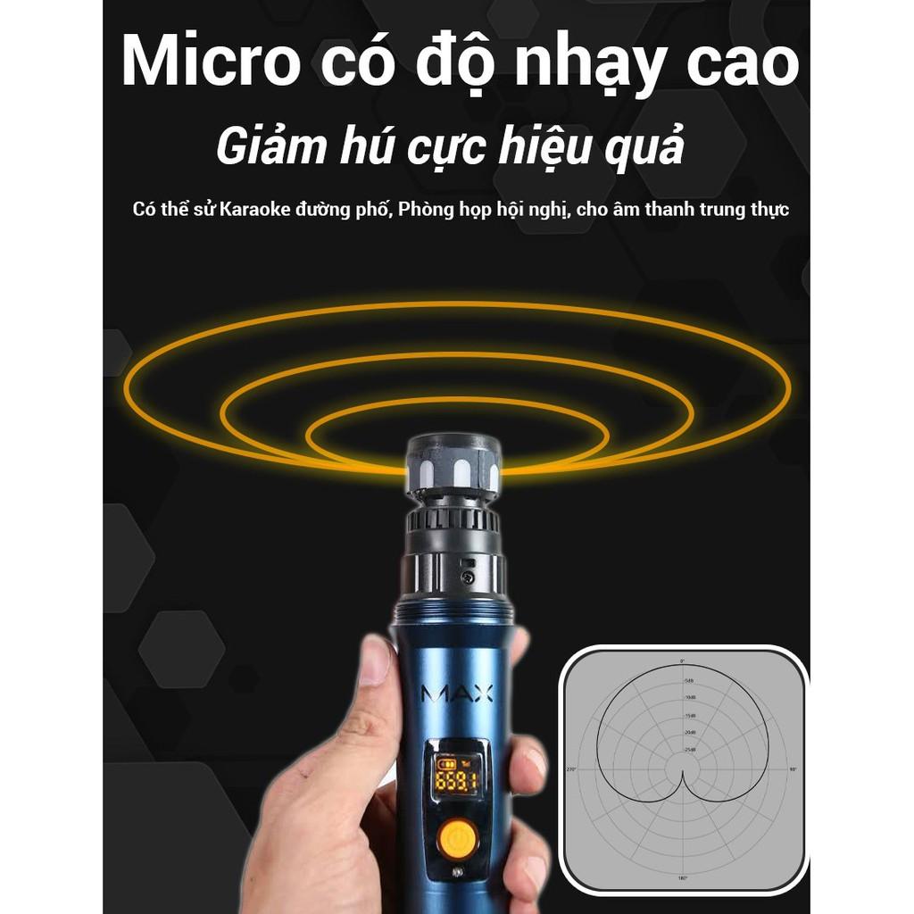 Micro không dây đa năng karaoke Max 56 Nâng cấp từ Max 39 Hút âm tốt chốg hú hiệu quả Sạc pin ngay trên mic Led màn hình