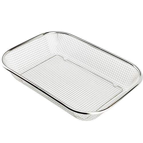 Bộ 3 rổ inox lỗ lưới nhỏ dày dặn đủ kích thước, rổ hình chữ nhật đa năng