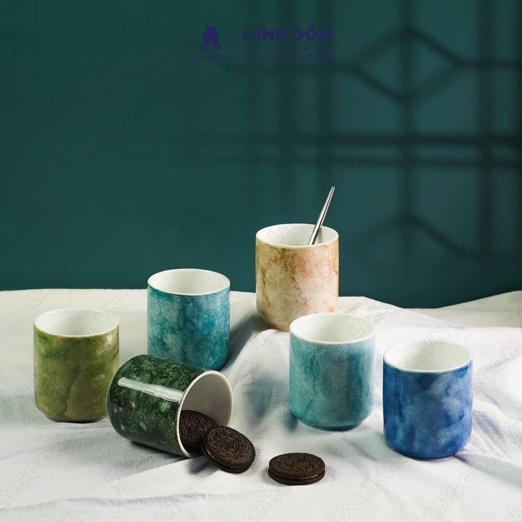 Cốc uống nước, Ly sứ vân đá dáng cốc trụ - Gốm sứ Bát Tràng cao cấp - Làng Gốm Bát Tràng