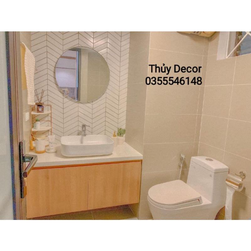 Gương tròn dán tường, gương treo dây đay Decor kích thước 40cm, 50cm