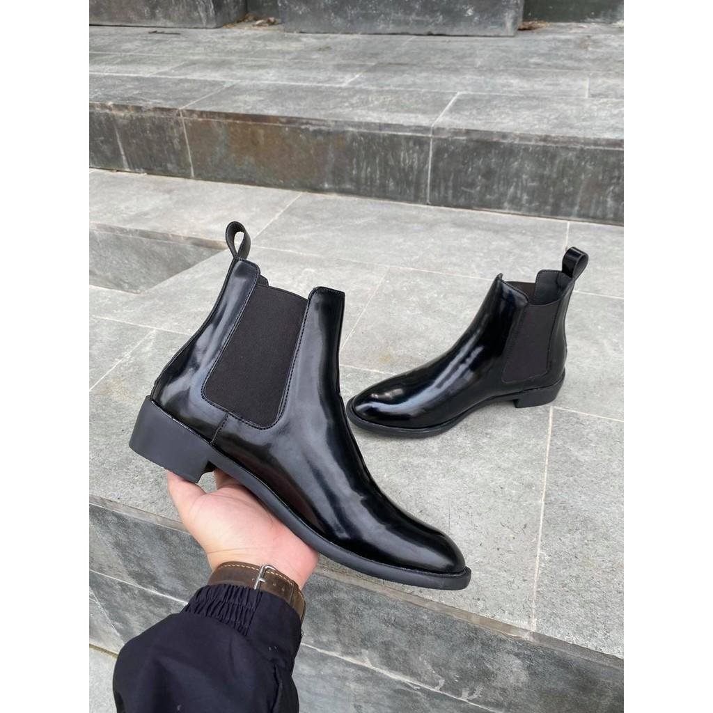 Chelsea Boots Da Bóng Đế Cao 4cm