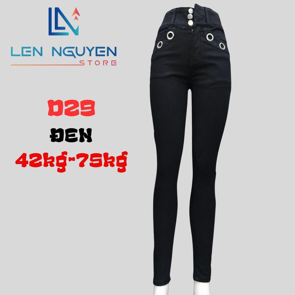 D29_Quần jean nữ, dài, lưng cao, quần bò nữ dáng ôm, quần rin nữ có big size, cho 42kg đến 75kg,LEN NGUYEN STORE - Xanh