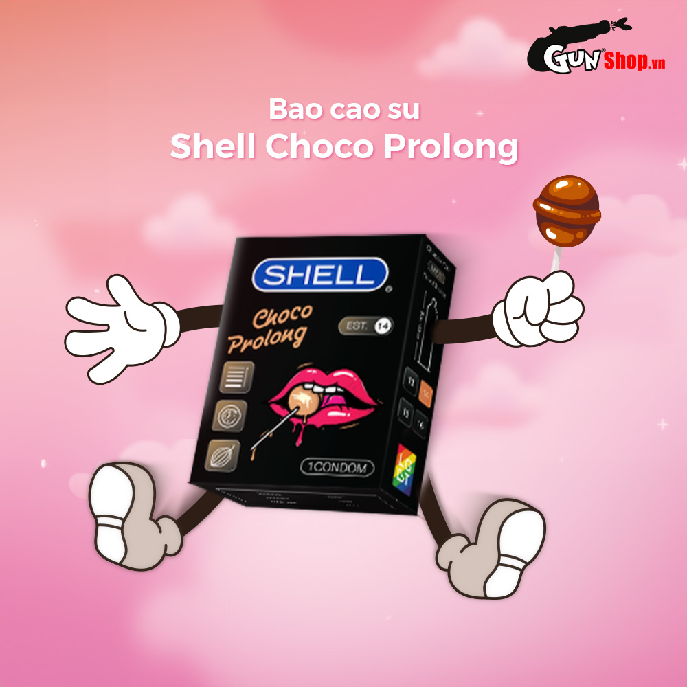 Bao cao su Shell Choco Prolong kéo dài thời gian, hương chocolate - Hộp 1 cái