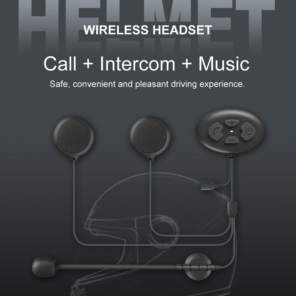 DK12 Motorcycle Helmet Headset Intercom Speaker Headphone w/Mic Bluetooth 5.0