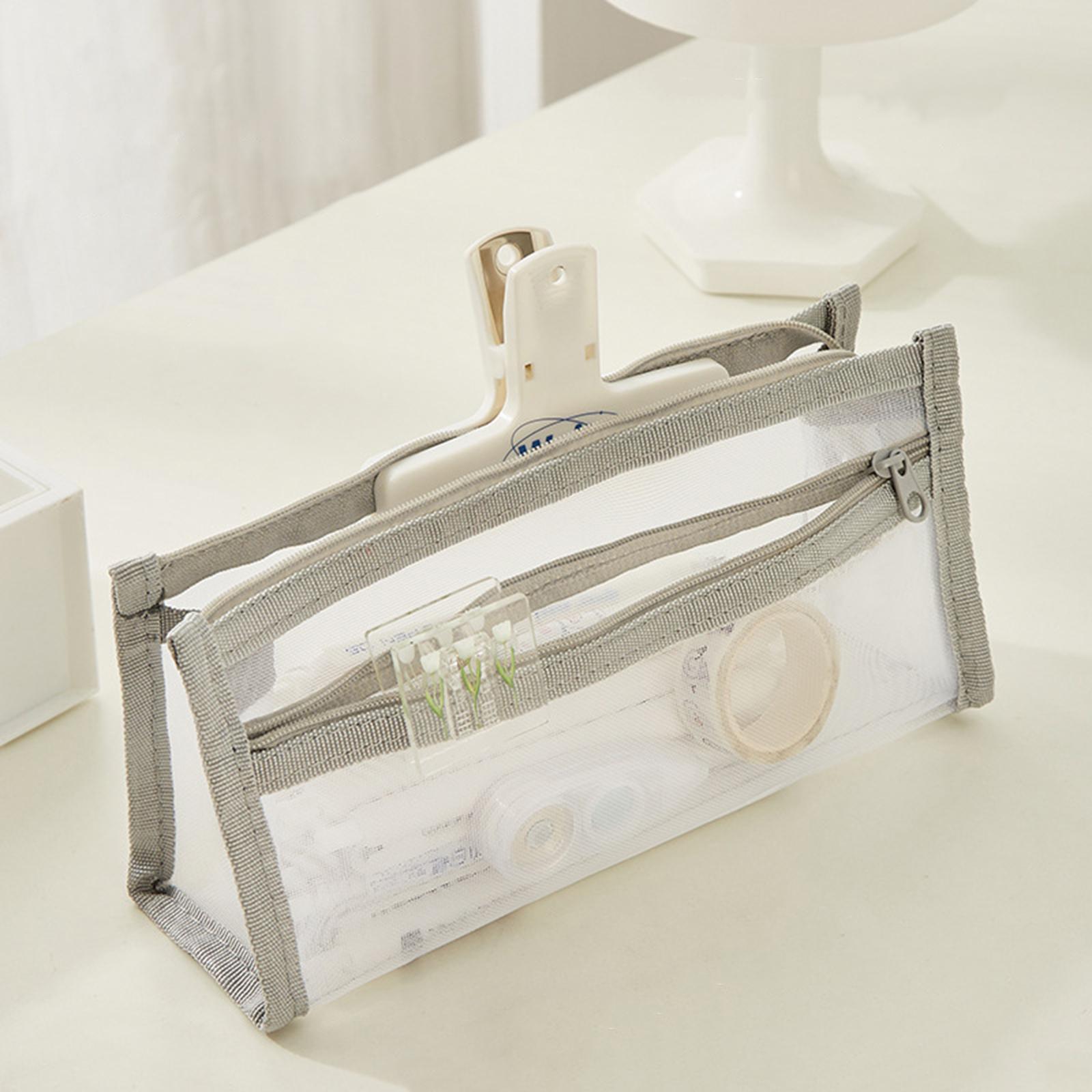 Pen Bag with Zipper Clear Pencil Case Stationery Organizer Holder Pen Case Makeup Bag Exam Pencil Bag Pencil Storage Pouch for Office Travel