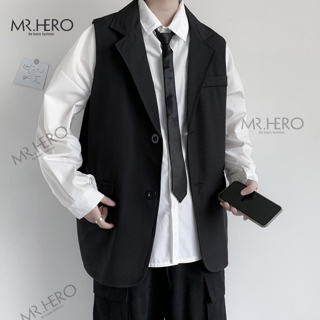 Áo Gile Blazer Unisex, Áo Vest Ghi Lê Khoác Hè Nam Nữ, Không Tay Form Rộng GL01 Phong Cách Hàn Quốc MR HERO