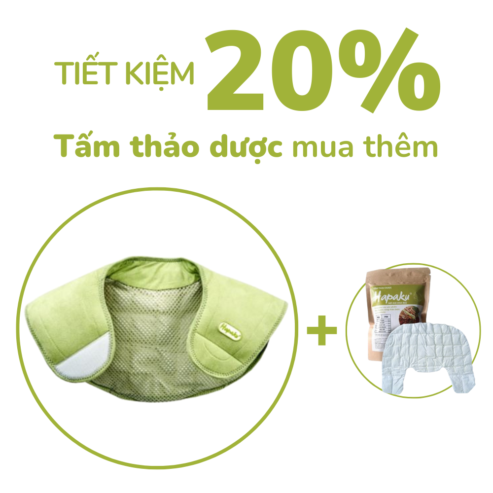 Combo Đai Chườm Nóng Thảo Dược Giảm Đau Cổ Gáy Hapaku + Tấm Thảo Dược Thay Thế