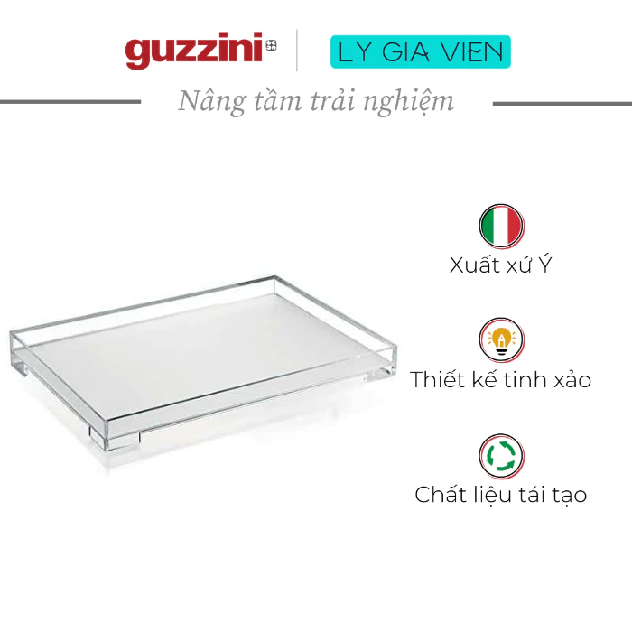 Khay Nhựa Cao Cấp Cỡ Lớn Guzzini L Tray Essence  - Thiết Kế Hiện Đại - Dễ Dàng Cầm - Đế Phủ Satin Chống Trầy