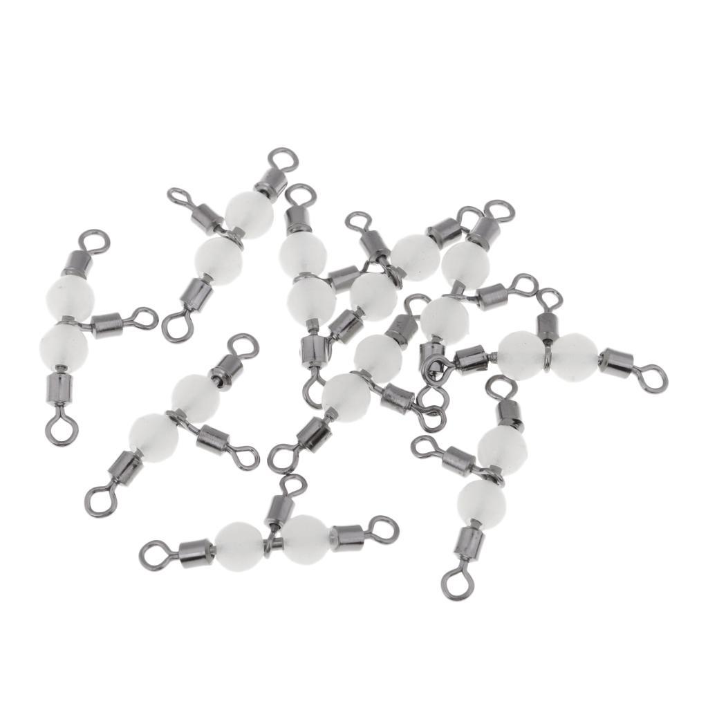 20pcs Luminous 3 Way Swivels Connectors T-Turn Swivels Freshwater Saltwater