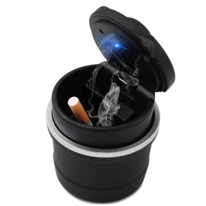 Cốc gạt tàn thuốc cao cấp mạ viền có đèn led xe hơi ô tô, sang trọng